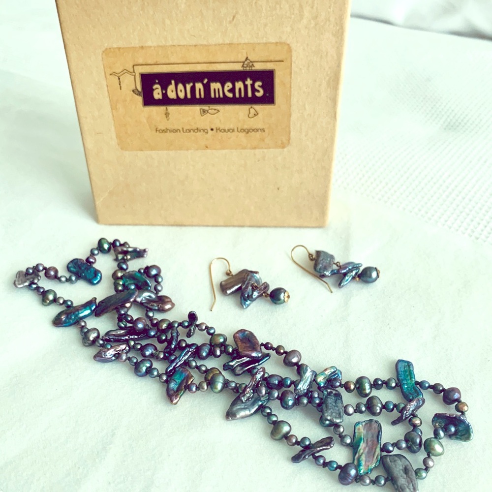 Pearl Necklace and Earrings